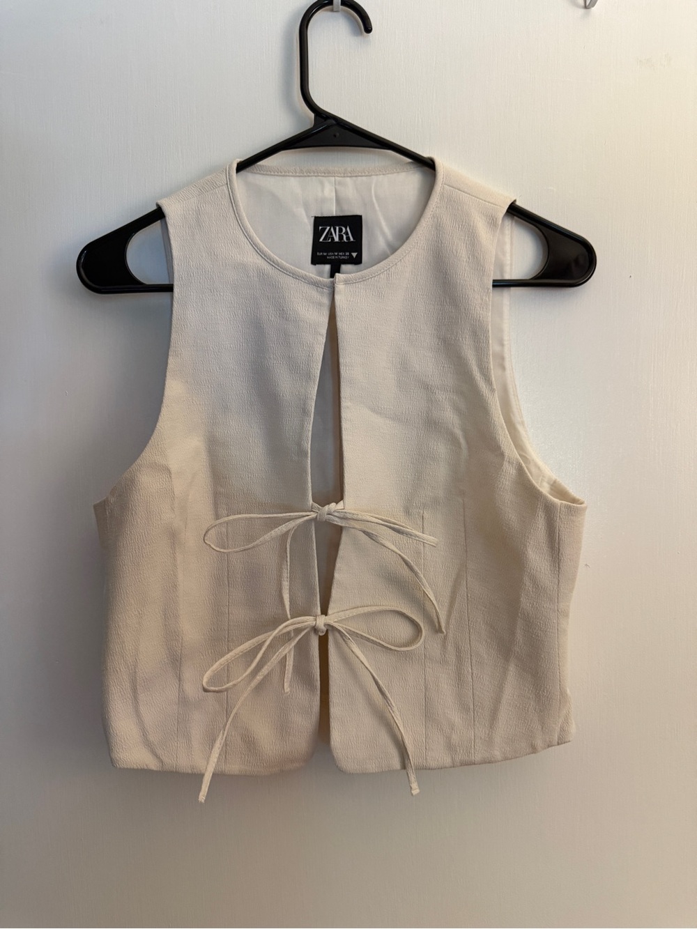 Zara Cream Tie-Front Crop Vest